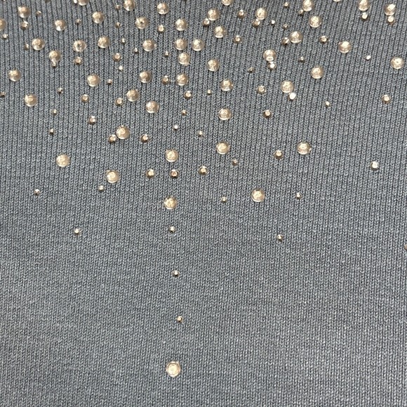 J.A.C. Light‎ Blue Silk Blend Top Rhinestone 3/4 Sleeves Lightweight SzL Career - Picture 5 of 8